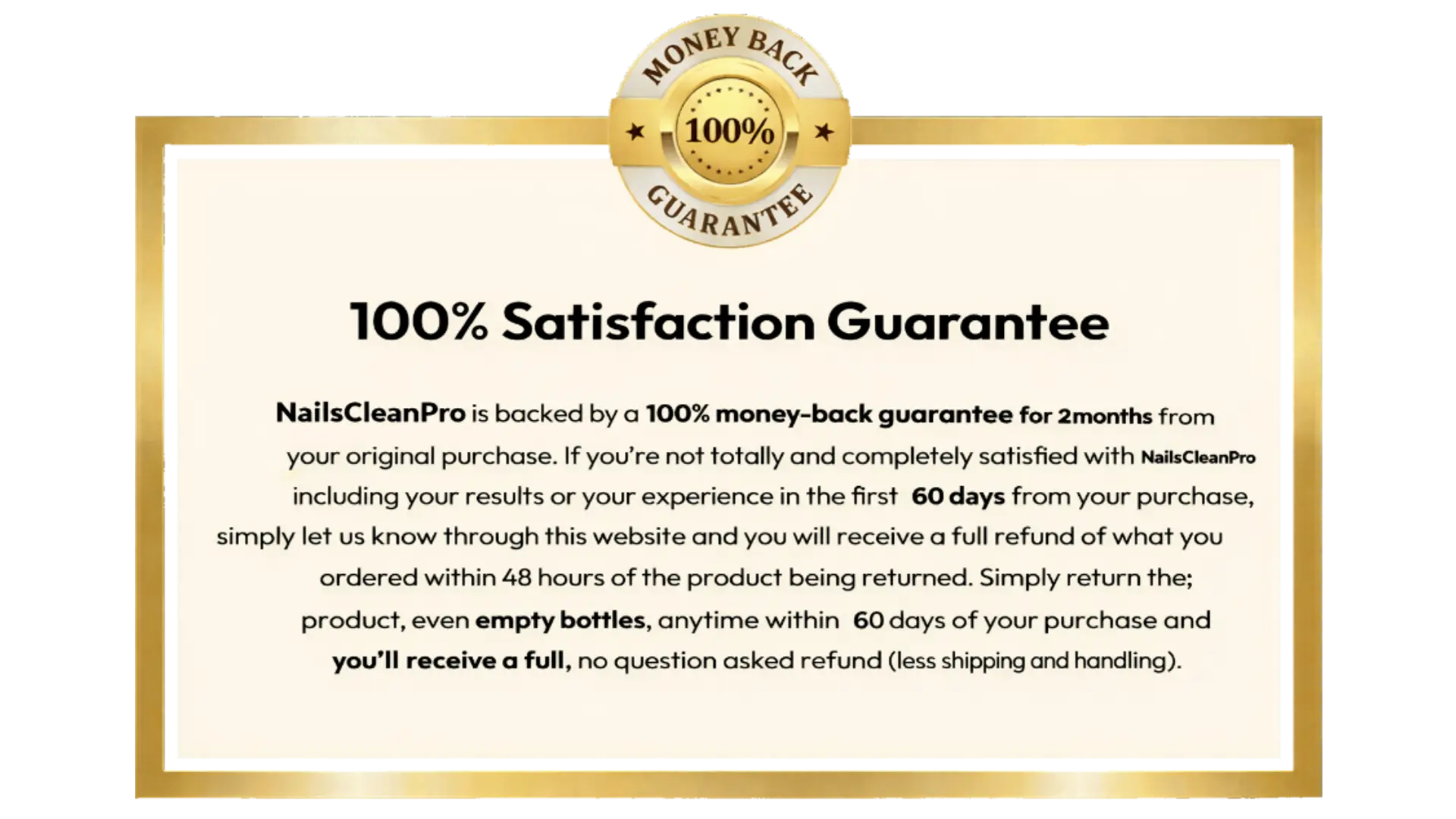 NailsCleanPro 60-day money-back guarantee information